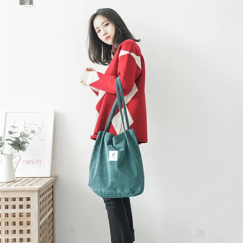 Women Corduroy Canvas Shoulder Bag