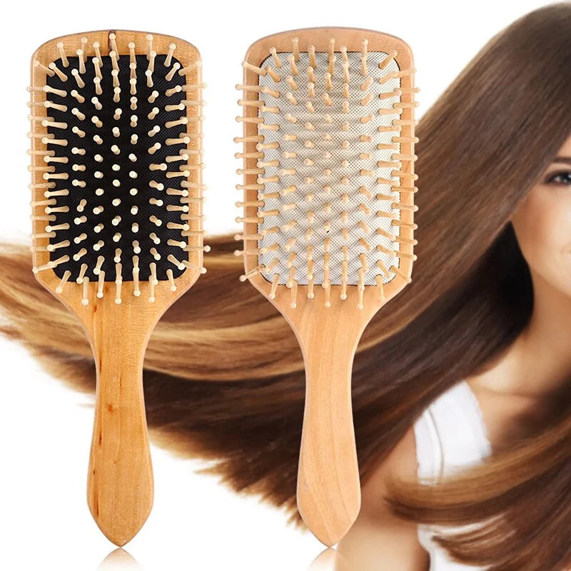 Antistatic Natural Wooden Massage Hairbrush Comb